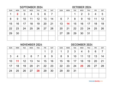 September October November Calendar 2024 Your Ultimate Guide Word