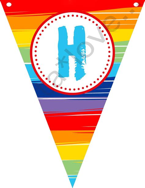 Paint Rainbow Theme Happy Birthday Banner Bunting Personalized 15