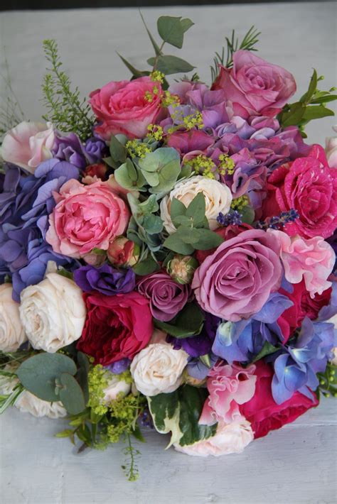 The Flower Magician Pink And Blue Wedding Bouquet
