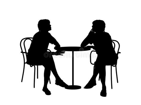 Two Women Sitting At The Table Stock Illustration Illustration Of