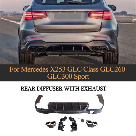 Glc Class Pp Car Rear Bumper Diffuser With Exhaust Muffler For Mercedes