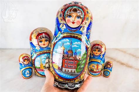 Saint Petersburg Nesting Dolls 5 Pieces Russian Churches Etsy