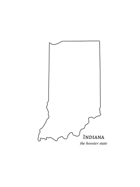 Indiana State Print Instant Download State Outline State Etsy
