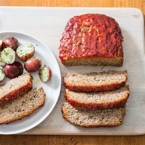 Made with ground turkey, perfectly seasoned and drizzled with a sweet ketchup topping. Turkey Meatloaf with Ketchup-Brown Sugar Glaze | America's ...