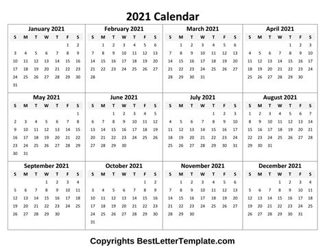 2021 Calendar Printable Free With Bank Holidays Calendar Template