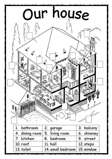 Parts Of A House Esl Worksheet By Bellaplutt Vocabulary Worksheets