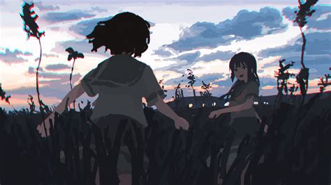 Black Background Chromatic Aberration Kanji Anime Circle Anime