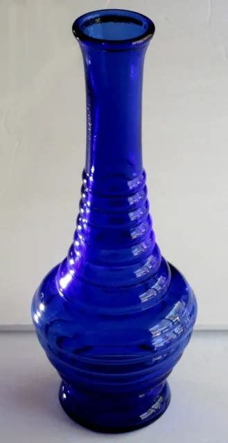 Cobalt Blue Glass Bud Vase Marked Usa Textured Bottom Beehive Ribbed 8 12 00 Picclick