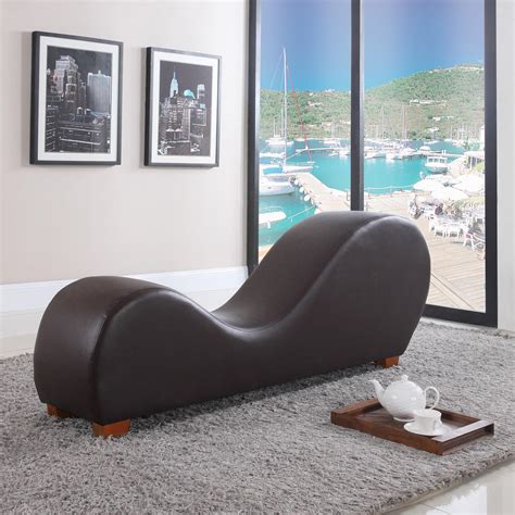 Modern Yoga Chair Chaise Bonded Leather Chaise Lounge Yoga Chair Brown