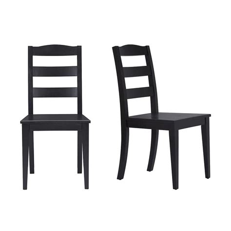 Stylewell Black Wood Dining Chair With Ladder Back Set Of 2 1772 In W X 3677 In H