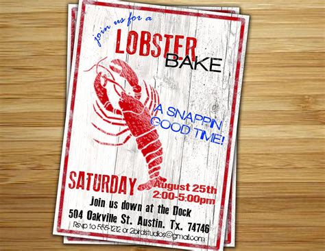 Largest selection of beautiful customizable invitations, announcements, & cards. Lobster bake Party Invitation / invite - Personalized DIY ...