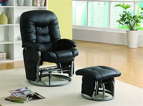 Using a system of ball bearings, the ottoman is meant to move fluidly back and forth in a smooth, silent movement. Leatherette Glider Recliner with Matching Ottoman Black ...