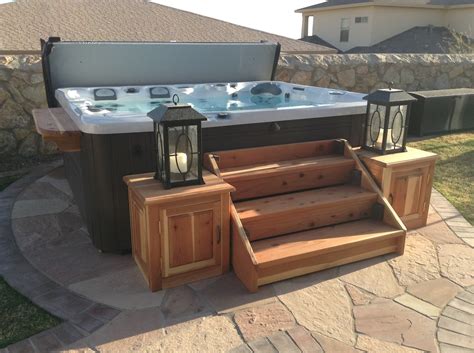Cedar Wood Hot Tub Stairs And Side Cabinets By Andy Hot Tub Cover Hot