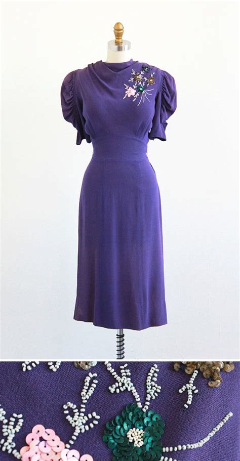 Vintage 1930s Dress 30s Dress Purple Dreamy Dreams Swing Etsy