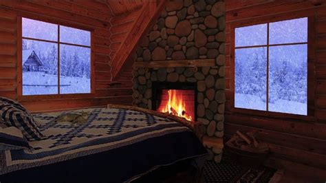 Cozy Winter Cabin Ambience And Snowfall Sounds For Sleeping Howling Wind