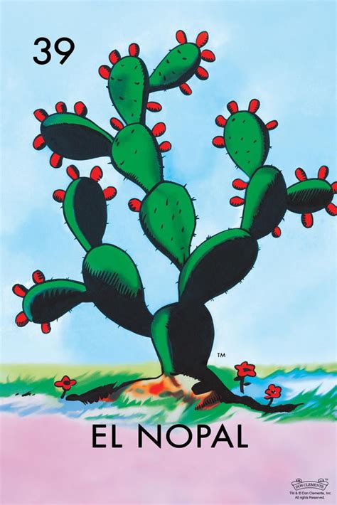 39 El Nopal Cactus Loteria Card Mexican Bingo Lottery Day Of Dead Dia