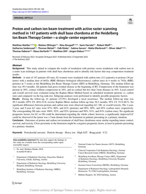 Pdf Proton And Carbon Ion Beam Treatment With Active Raster Scanning