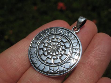 925 Sterling Silver Black Sun Wheel Viking Norse Sonnenrad Germanic