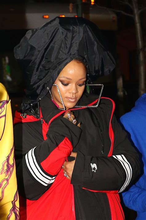 Rihanna In Black And Red Coat 04 Gotceleb