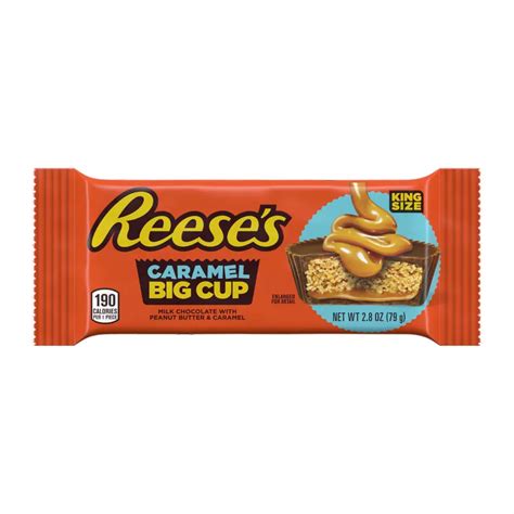 Reeses Big Cup With Caramel Milk Chocolate King Size Peanut Butter Cups 28 Oz 16 Count Box