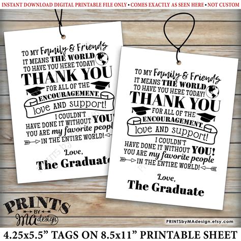 Thank You Note Template Graduation T