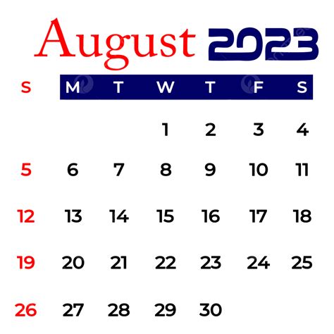 Calendário Mês Inteiro Agosto 2023 Png 2023 Mês 8 Agosto De 2023 Calendário De Agosto Imagem