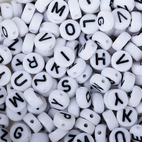 7mm White Acrylic Letter Beads Round Alphabet Beads Diy Name Letter Be