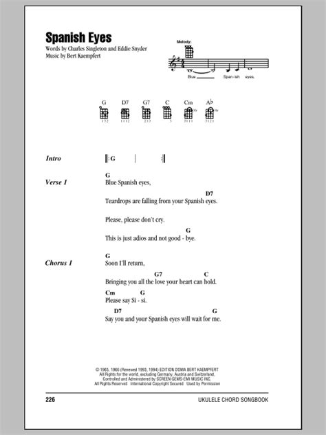 Elvis Presley Spanish Eyes Sheet Music Notes Download Printable Pdf