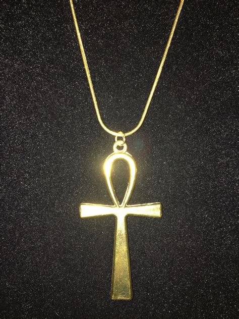 Ancient Egyptian Style Ankh Pendant Gold Plated Jewelry Necklace By