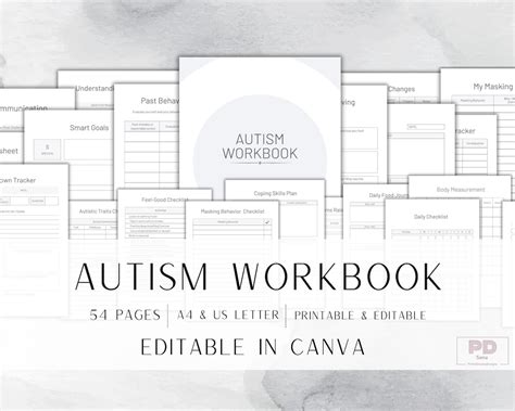 Editable Autism Workbook Canva Autistic Planner Journal For Adults And