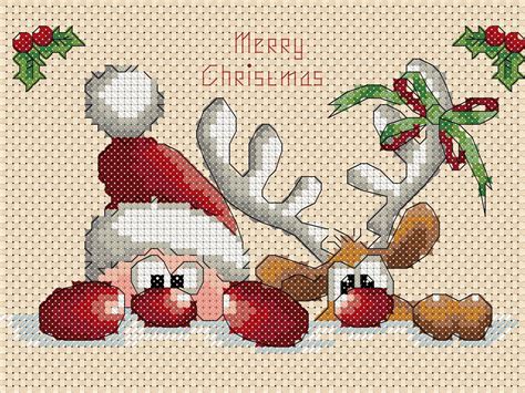 Cross Stitch Chart Christmas Santa And Reindeer Ideal Projects Etsy