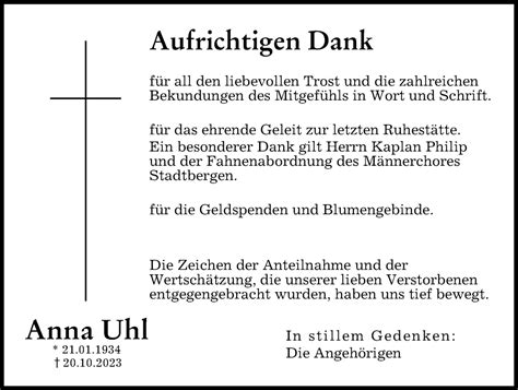 traueranzeigen von anna uhl augsburger allgemeine zeitung