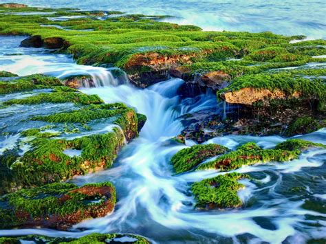 Desktop Wallpaper Moss Rocks River Nature Landscape Hd Image