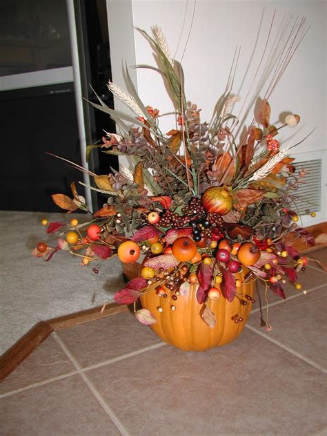 Fall Pumpkin Arrangement With Artificial Stems And Artificial Pumpkin