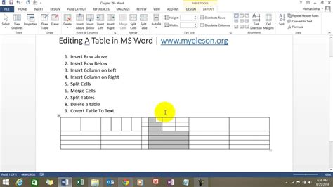 Learn How To Edit Table In Ms Word Youtube