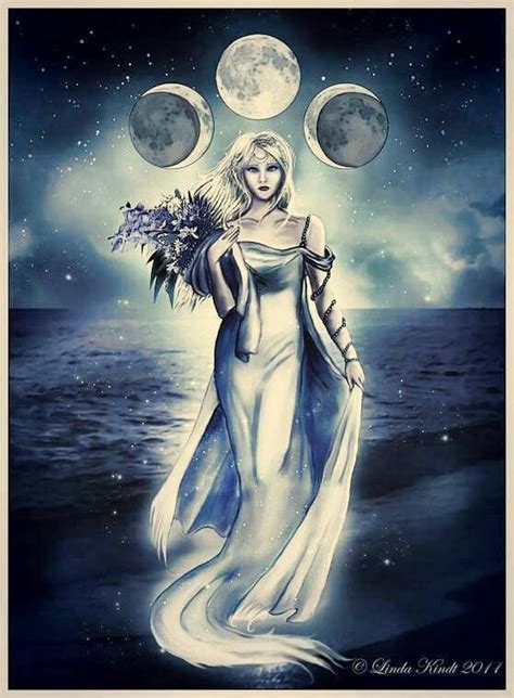 Lady Ocean Wicca Kunst Saint Benoit Wiccan Art Triple Moon Goddess
