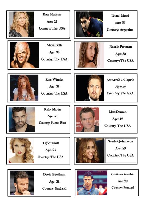 Printable Guess The Celebrity Quiz