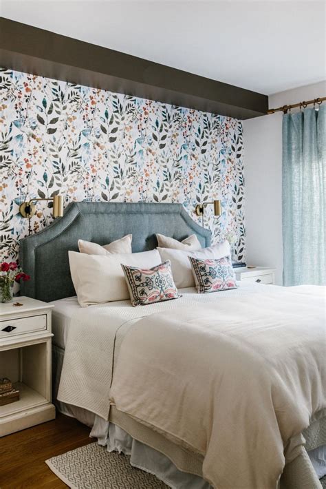 Blue Master Bedroom With Floral Wallpaper Hgtv