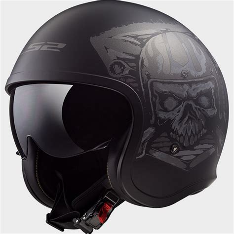 LS2 Helmets Spitfire Skull Rider Graphic Motorcycle Helmet Open Face