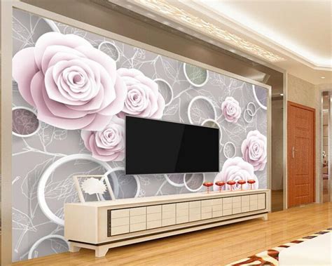 Beibehang Custom Wallpaper Murals Warm Roses Simple 3d Stereoscopic Tv