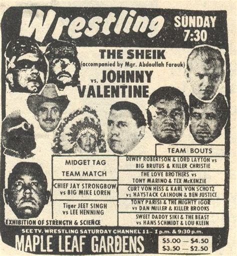 The Sheik Vs Johnny Valentine In Toronto C 1971 Wrestling Posters