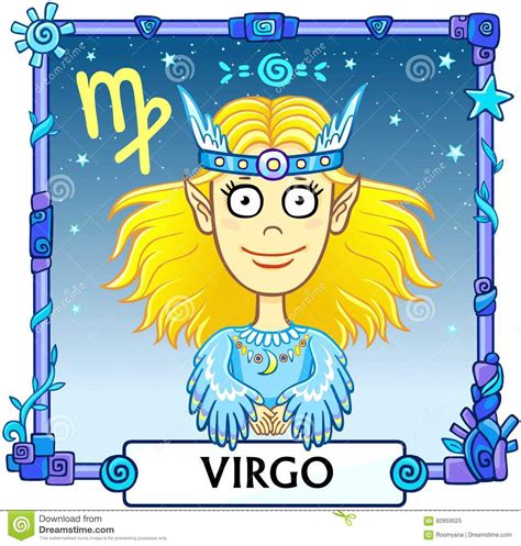 Corresponding sun sign (western astrology). Zodiac sign Virgo. stock vector. Illustration of cute - 82859525