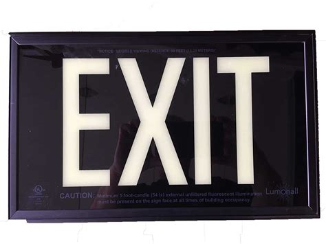 Black Non Electric Photoluminescent Aluminum Glow In The Dark Exit Signs