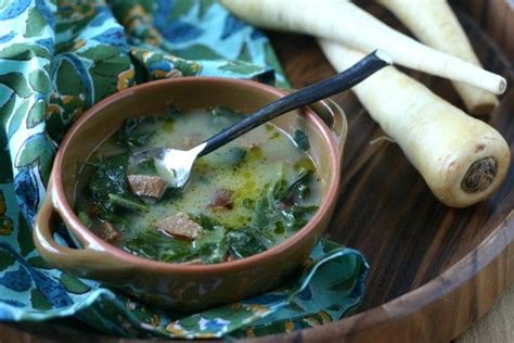 Creamy Parsnip Soup With Andouille Sausage And Collard Greens Dairy