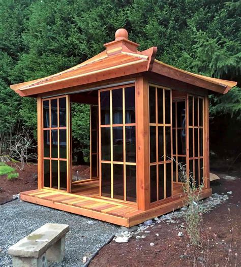 Kikues Tea House Options 12ft L X 10ft W Redwood With Door Handle