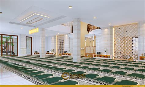 Desain Ruang Ibadah Interior Masjid Al Jihad Style Modern 3 Lantai Di
