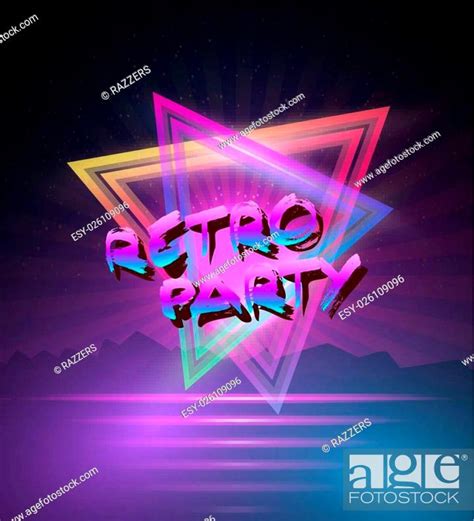 Illustration Of 1980 Neon Poster Retro Disco 80s Background Made In