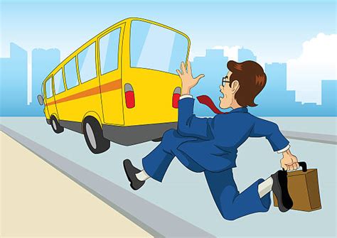 Running To Catch Bus Illustrations Royalty Free Vector Graphics And Clip