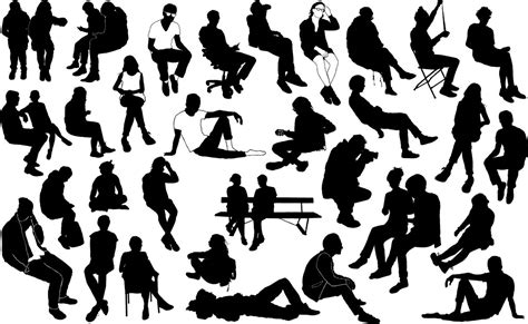 Sitting People Silhouettes Download Vector
