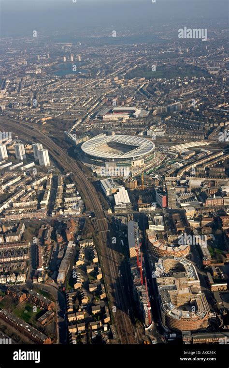 High Level Aerial View East Of Arsenal Football Club Emirates Stadium